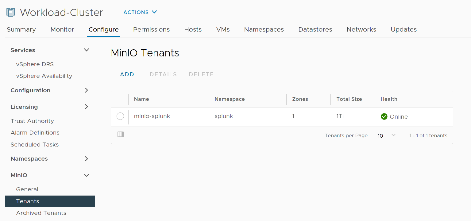 Add new MinIO Tenant