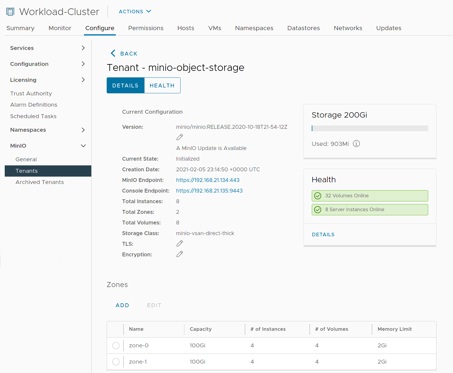 MinIO Tenant with Multiple Zones