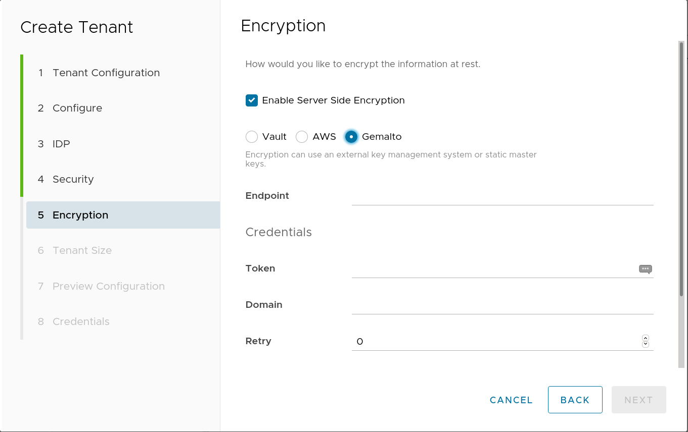 MinIO Tenant Encryption Thales Ciphertrust / Gemalto KeyVault